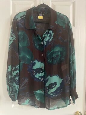 Vintage Carole Little II Abstract Floral Blouse | Size 16W